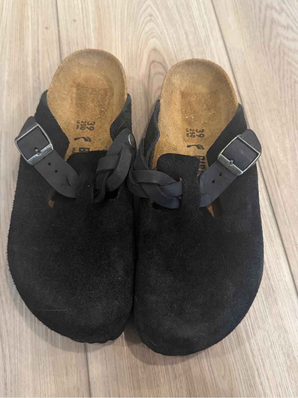 Birkenstock Black Suede Adjustable Buckle Clog